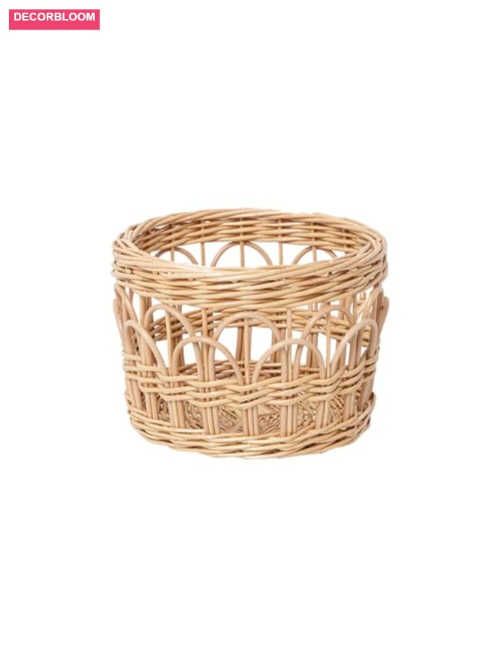 Wicker Storage Basket Hand-Woven Round Decorative Shelf Organizer